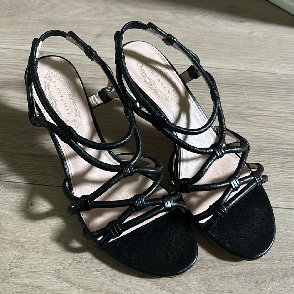 Elie Tahari ~ black strappy kitten heels